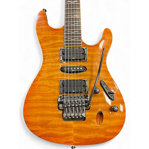 Used Ibanez S470DXQM Amber Solid Body Electric Guitar