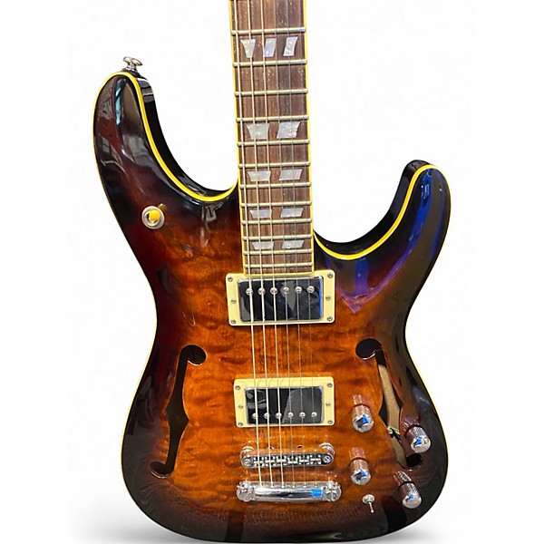 Used Schecter Guitar Research C1 E/A Dark Vintage Sunburst Hollow Body Electric Guitar