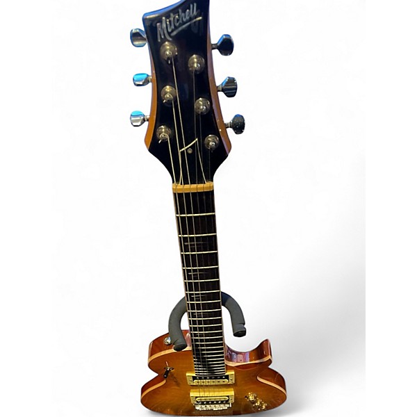 Used Mitchell MS400 Flame Honey Burst Solid Body Electric Guitar