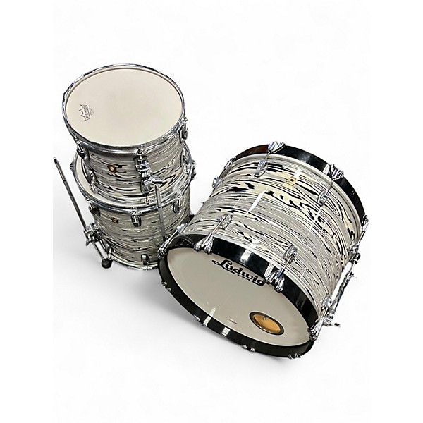 Used Ludwig 3 Piece Classic Maple WHITE STRATA Drum Kit