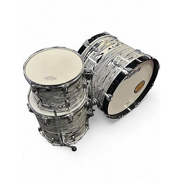 Used Ludwig 3 Piece Classic Maple WHITE STRATA Drum Kit