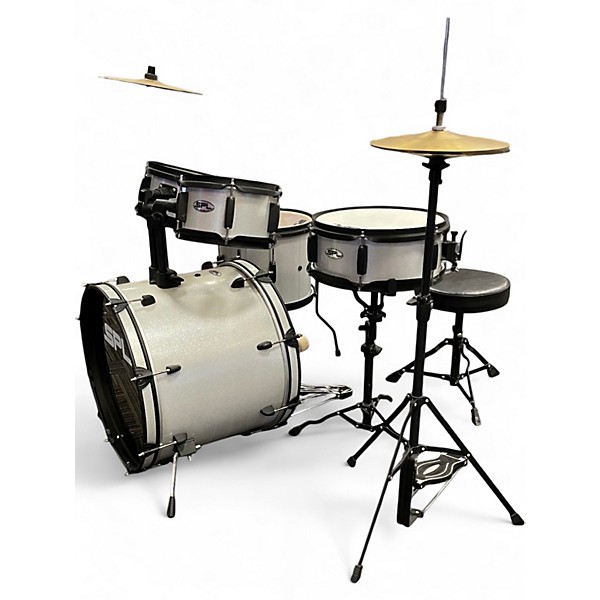 Used SPL 5 Piece Junior Kicker Metallic Silver Drum Kit