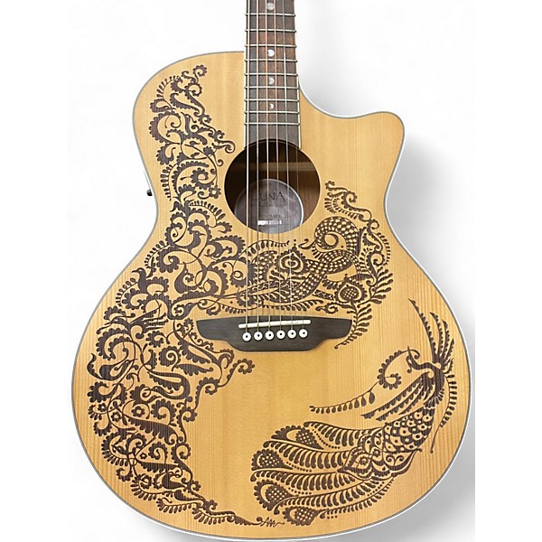 Used Luna Henna Paradise Natural Acoustic Electric Guitar