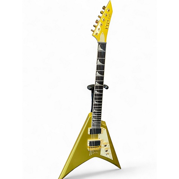 Used ESP LTD KIRK HAMMETT SIGNATURE Metallic Gold Solid Body Electric Guitar