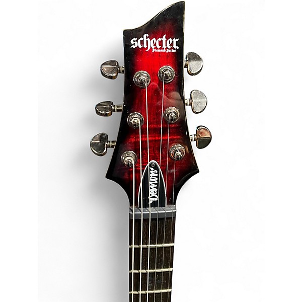 Used Schecter Guitar Research Demon 6 Crimson Red Burst Solid Body Electric Guitar