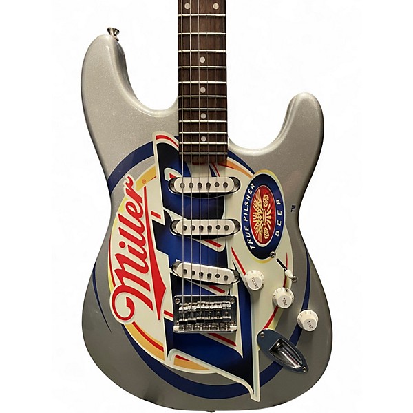 Used Squier MILLER LITE STRAT SILVER WITH LOGO Solid Body Electric Guitar