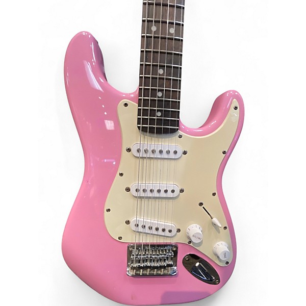 Used Squier Mini Stratocaster Pink Solid Body Electric Guitar