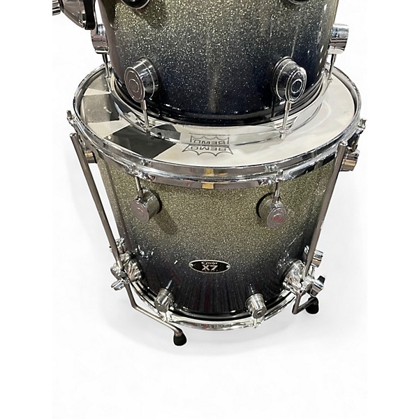Used PDP by DW 4 Piece X7 Silver to Black Sparkle Drum Kit