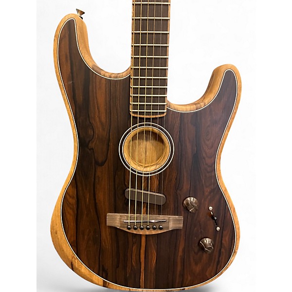 Used Fender American Acoustasonic Stratocaster Worn Brown Acoustic Electric Guitar