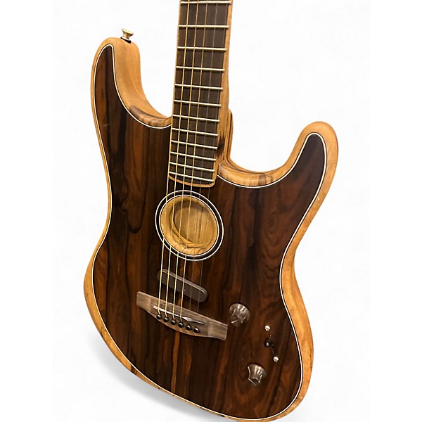 Used Fender American Acoustasonic Stratocaster Worn Brown Acoustic Electric Guitar