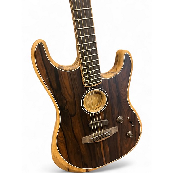 Used Fender American Acoustasonic Stratocaster Worn Brown Acoustic Electric Guitar