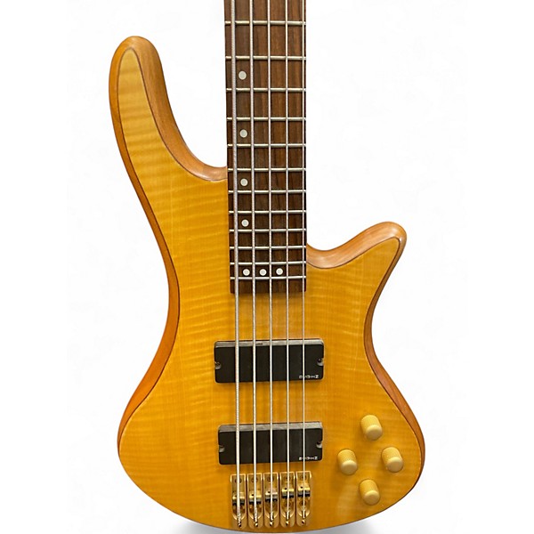 Used Schecter Guitar Research Stiletto Custom 5 String satin natural Electric Bass Guitar