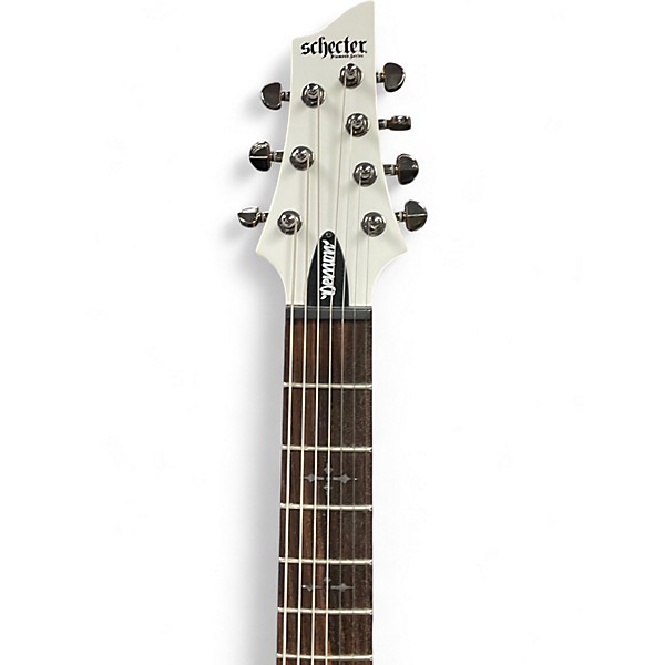Used Schecter Guitar Research DEMON 7 WHITE Solid Body Electric Guitar
