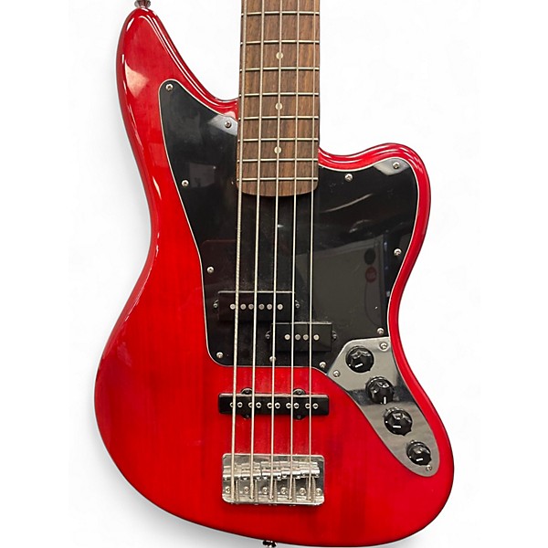 Used Squier Vintage Modified Jaguar Bass V 5 String Flat Red Electric Bass Guitar