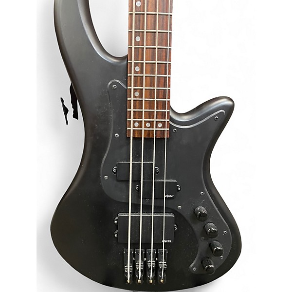Used Schecter Guitar Research STEALTH MATTE BLACK Electric Bass Guitar