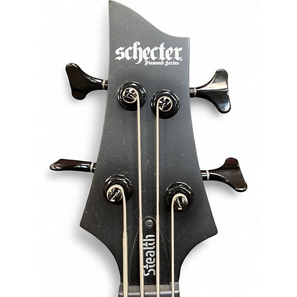 Used Schecter Guitar Research STEALTH MATTE BLACK Electric Bass Guitar