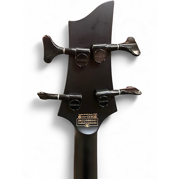 Used Schecter Guitar Research STEALTH MATTE BLACK Electric Bass Guitar