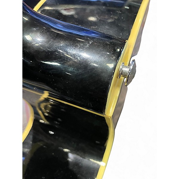 Used Ibanez AEB5E Black and White Acoustic Bass Guitar