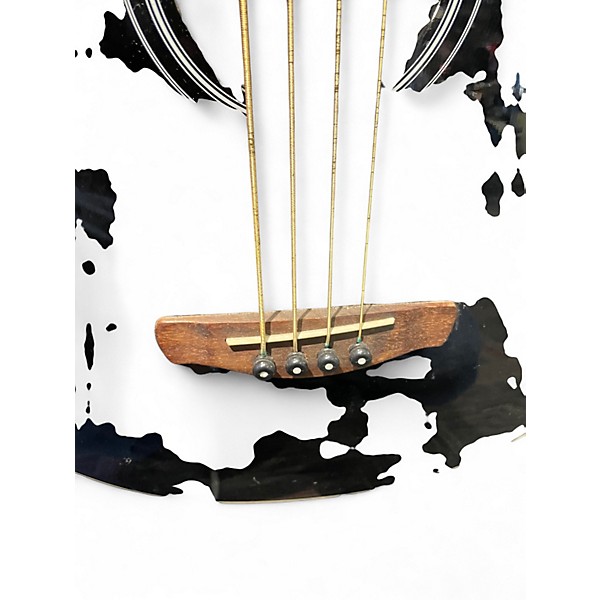 Used Ibanez AEB5E Black and White Acoustic Bass Guitar