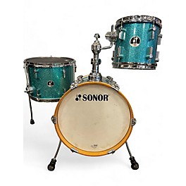 Used SONOR 3 Piece Martini Turquoise Galaxy Sparkle Drum Kit