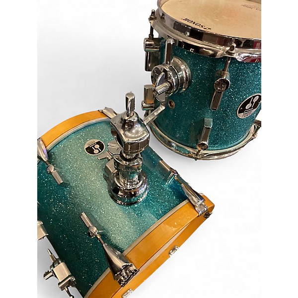 Used SONOR 3 Piece Martini Turquoise Galaxy Sparkle Drum Kit