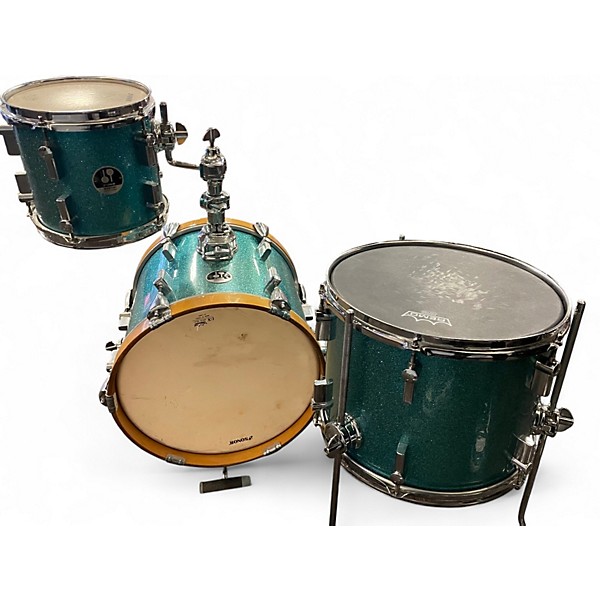 Used SONOR 3 Piece Martini Turquoise Galaxy Sparkle Drum Kit