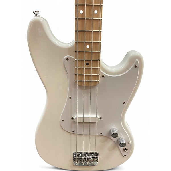 Used Squier Bronco Olympic White Electric Bass Guitar
