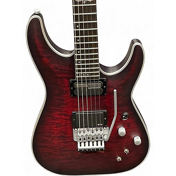 Used Schecter Guitar Research C1 FR-S Platinum Crimson Red Burst Solid Body Electric Guitar