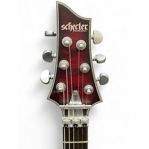 Used Schecter Guitar Research C1 FR-S Platinum Crimson Red Burst Solid Body Electric Guitar