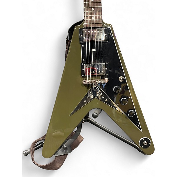 Used Epiphone Flying V DRAB GREEN Solid Body Electric Guitar