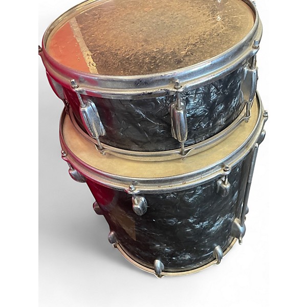 Vintage 1960s Slingerland 5 Piece 5pc Kit Black Diamond Pearl Drum Kit