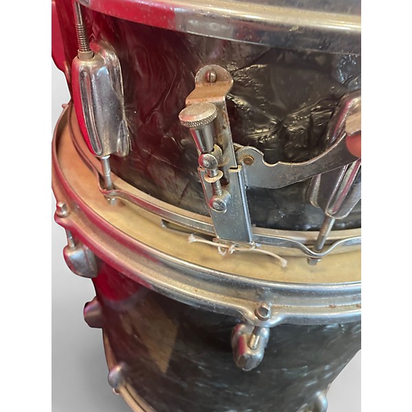 Vintage 1960s Slingerland 5 Piece 5pc Kit Black Diamond Pearl Drum Kit