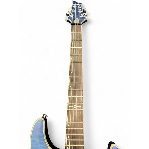 Used Schecter Guitar Research C1 Platinum BLUE TIGER Solid Body Electric Guitar