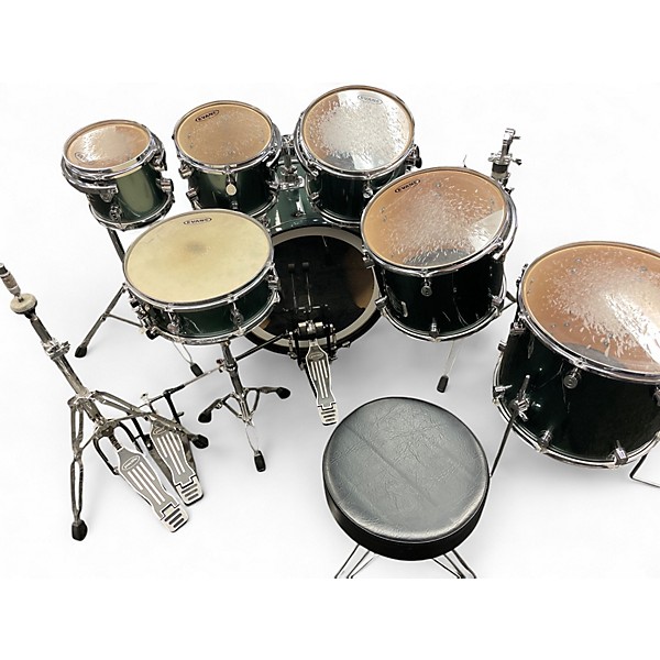 Used PDP by DW 7 Piece Fusion Sage Green Metallic Drum Kit