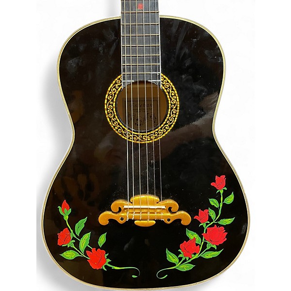Used Esteban 7th anniversary Black Flowers Classical Acoustic Electric Guitar