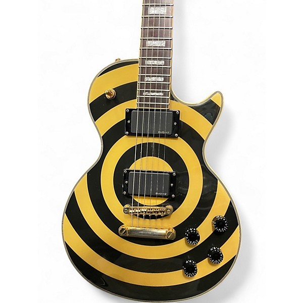 Used Epiphone Zakk Wylde Bullseye Les Paul Custom Plus Black and Yellow Solid Body Electric Guitar