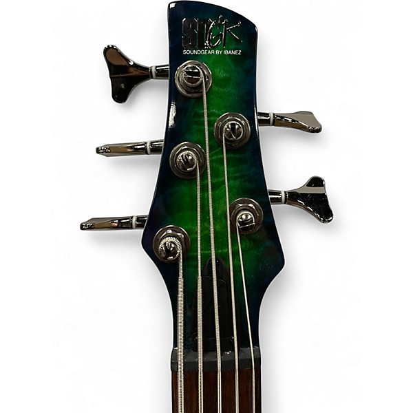 Used 2024 Ibanez SR405EQM Surreal Blue Burst Gloss Electric Bass Guitar