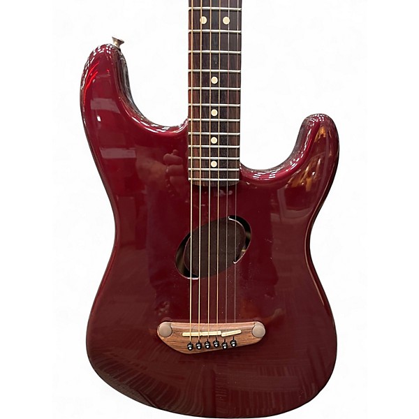 Used 2006 Fender ACOUSTASONIC STRATOCASTER Crimson Red Trans Acoustic Electric Guitar