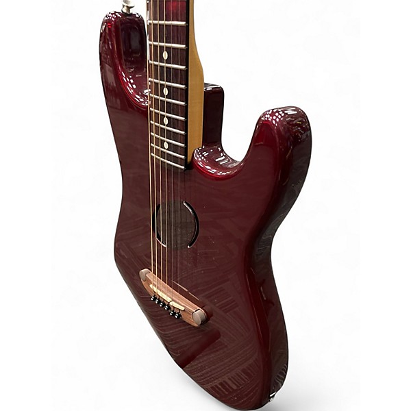 Used 2006 Fender ACOUSTASONIC STRATOCASTER Crimson Red Trans Acoustic Electric Guitar