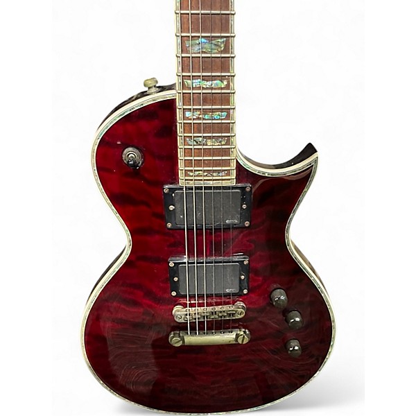 Used ESP LTD EC1000 Deluxe QUILTED RED Solid Body Electric Guitar
