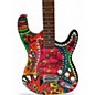 Used Miscellaneous Custom PartsCaster Custom Graphic (Neon Blacklight Blue LED) Solid Body Electric Guitar