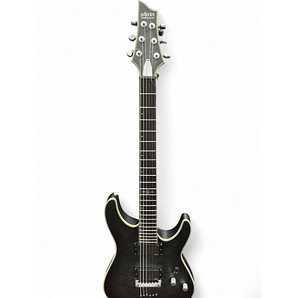 Used Schecter Guitar Research C1 Platinum Trans Black Solid Body Electric Guitar