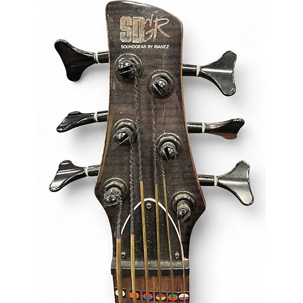 Used Ibanez SR706 6 String Trans Black Electric Bass Guitar