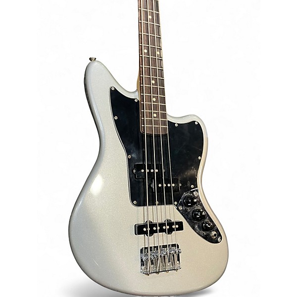 Used Squier jaguar bass Silver Electric Bass Guitar