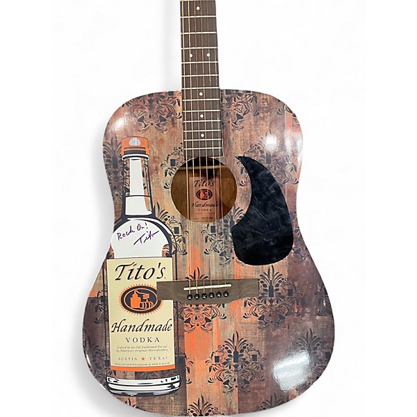 Used Tito's Handmade Vodka Guitar Signed Natural Acoustic Guitar