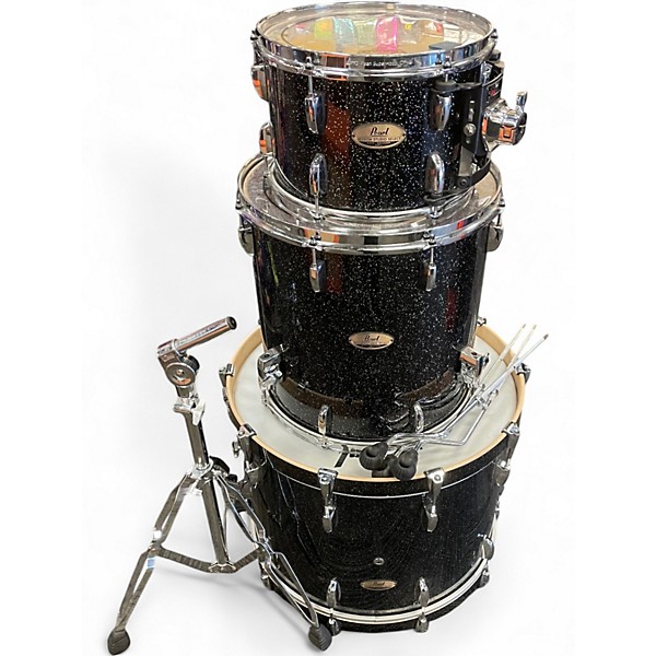 Used Pearl 3 Piece Session Studio Select Black Galaxy Sparkle Drum Kit