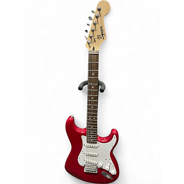 Used Squier STRATOCASTER Candy Apple Red Metallic Solid Body Electric Guitar