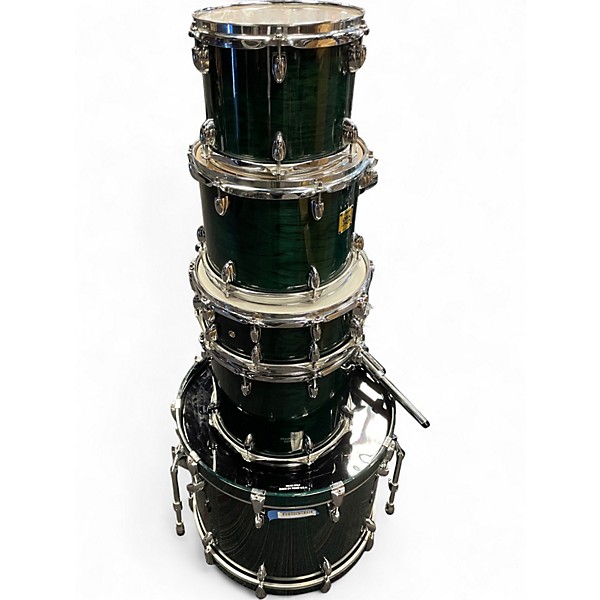 Used Yamaha 5 Piece Oak Custom Emerald Green Drum Kit