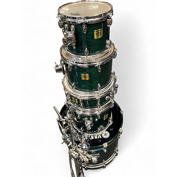 Used Yamaha 5 Piece Oak Custom Emerald Green Drum Kit