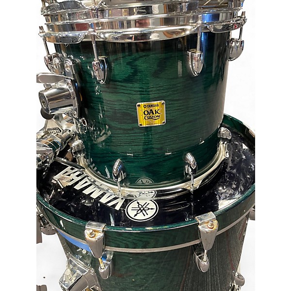 Used Yamaha 5 Piece Oak Custom Emerald Green Drum Kit